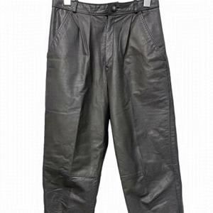 VINTAGE gray straight leg leather pant  high waist